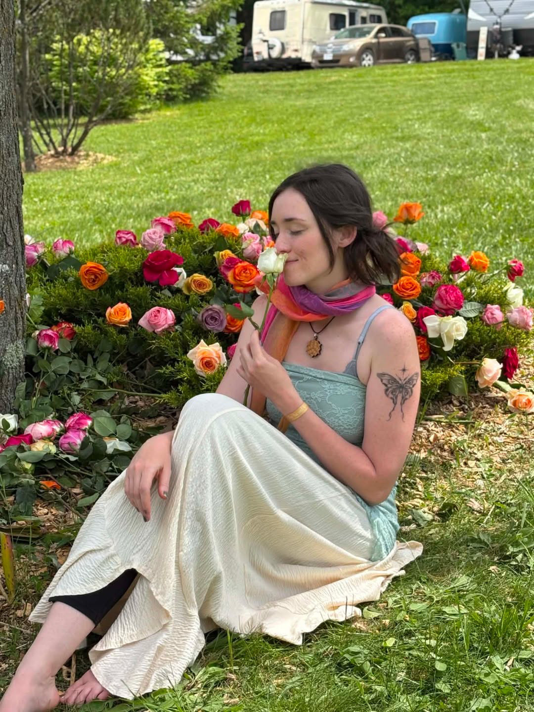 Lacey among the roses